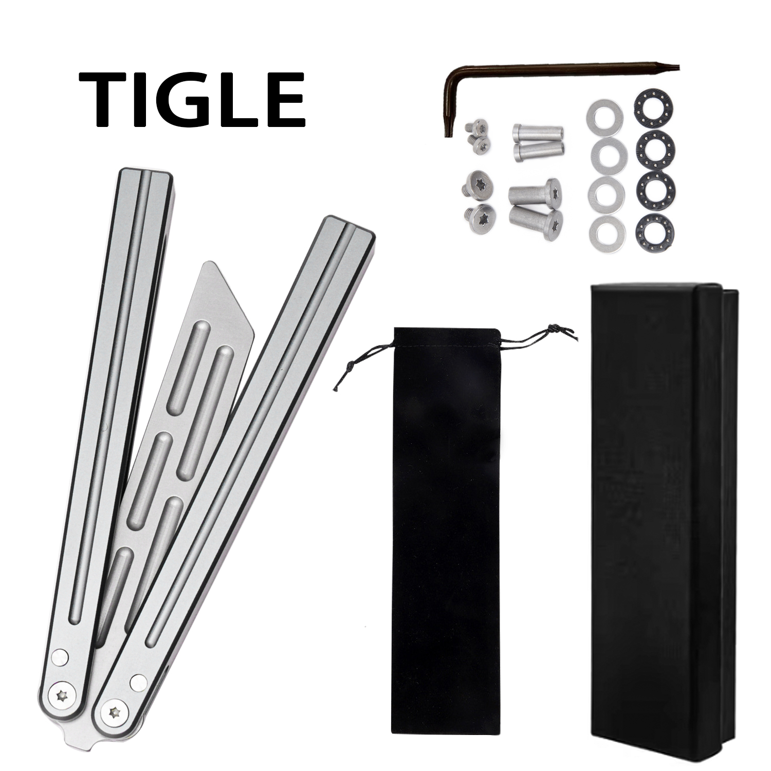TlGLE Barison Aluminum Alloy HandleFoldable 3r13 Steel Blade Without CuttingEdge Blade Secure Outdoor Practice Blue: Silver