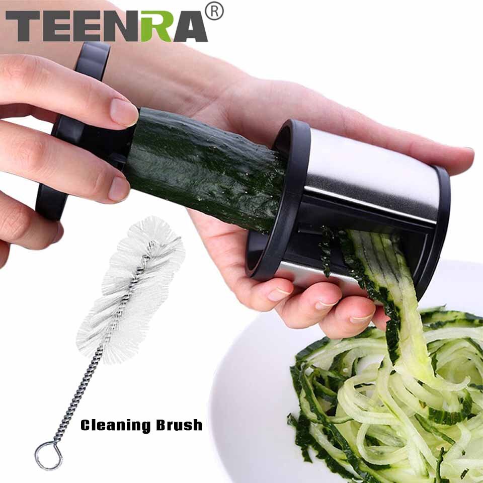 TEENRA 1 Stks 304 Rvs Plantaardige Spiralizer Slicer Wortel Aardappel Rasp Plantaardige Spiral Slicer Rasp Komkommer Cutter: Default Title