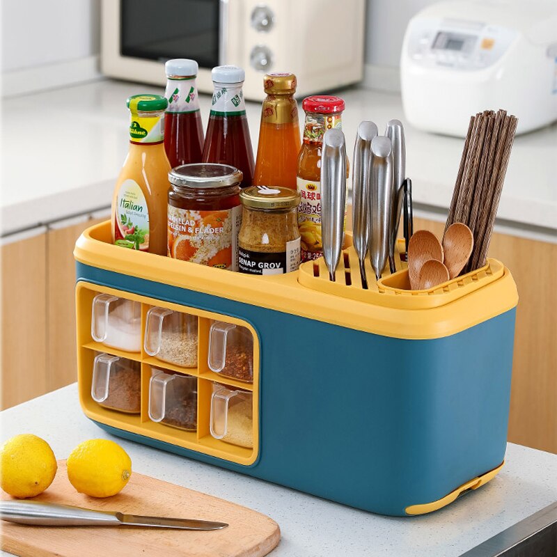 Organizador De Especias De Madera Giratorio - Estante Para Sal, Pimienta Y Condimentos, Diseño Elegante Para Cocina