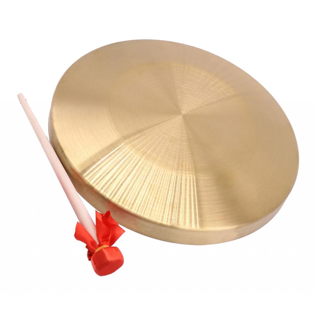 TRADITIONAL 6" BRASS CHINESE WIND GONG W/ BEATER HAND COPPER GONG CYMBALS