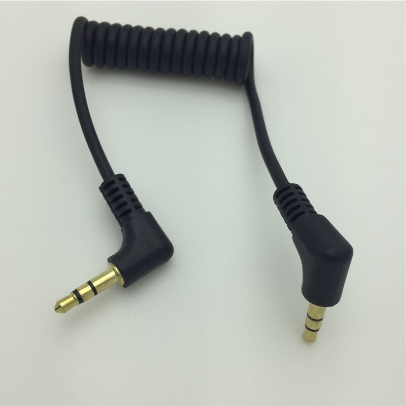 2 STKS Goedkoopste Audiokabel 3.5mm Mannelijk Naar Stereo Hoofd PU lente Lijn AUX Audio Kit 50 CM Dubbele Elleboog Zwart Ik Sleutel