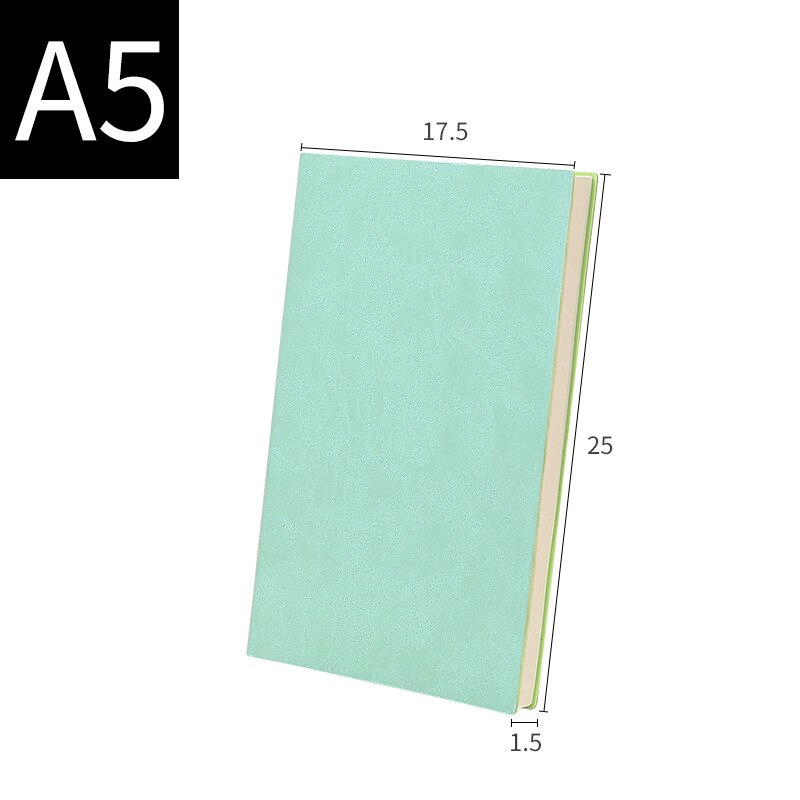 Simple business office PU leather notebook student a5 a6 b5 soft copy notebook: A5 Green 14.5x21