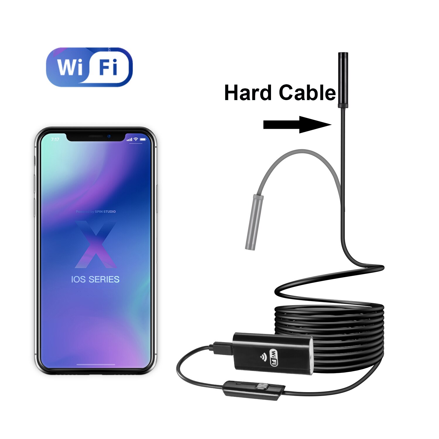 Wifi Endoscoop Camera 8Mm Hd Wireless Inspectie Camera Endoscop 2M 3.5M 5M Flexibele Wifi Endoscoop Camera voor Android Ios: 1m / Hard Cable