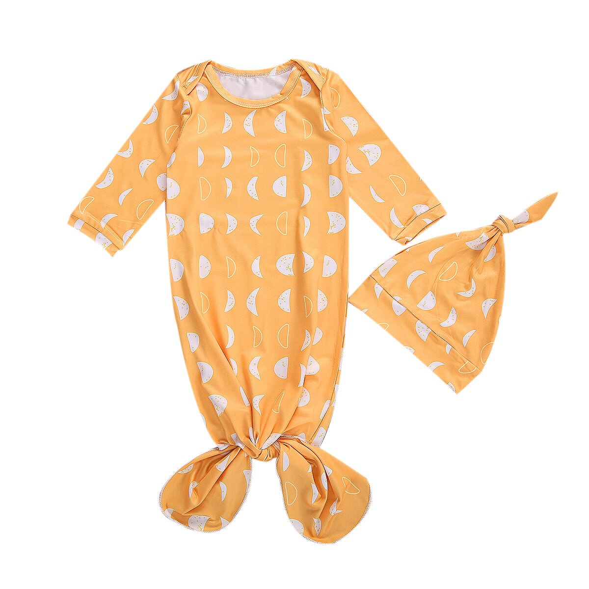 0-6M infantile -né bébé fille garçon dormir barboteuse à manches longues imprimé combinaison chapeau 2 pièces tenues ensemble 8 couleurs: C
