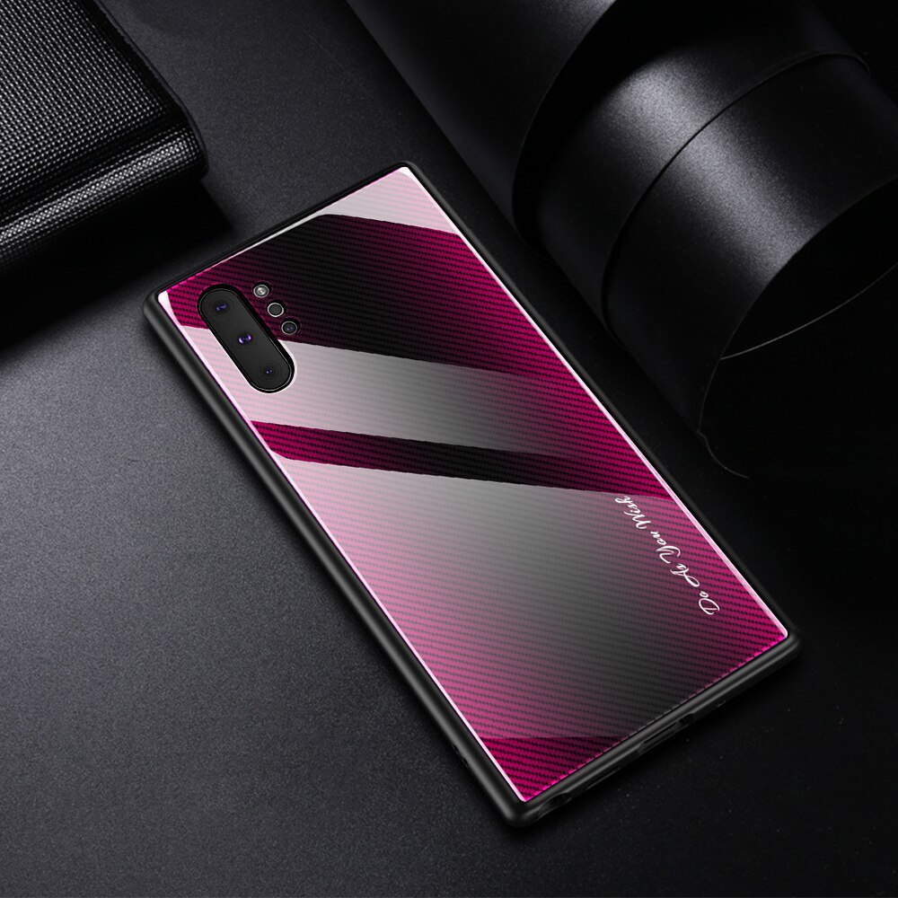 Voor Samsung Galaxy 10 Case Luxe Hard Gehard Glas Gradiënt Beschermende Cover Case Voor Samsung Note 10 Plus Note10 Pro: For Note 10 Plus / rose red