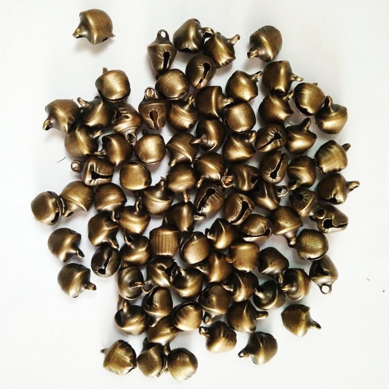 50 Stks/partij. 6Mm Antiek Brons Jingle Bells Vetersluiting Bells Kerst Diy Craft Materiaal Handgemaakte Xmas Tree Hanger Oem