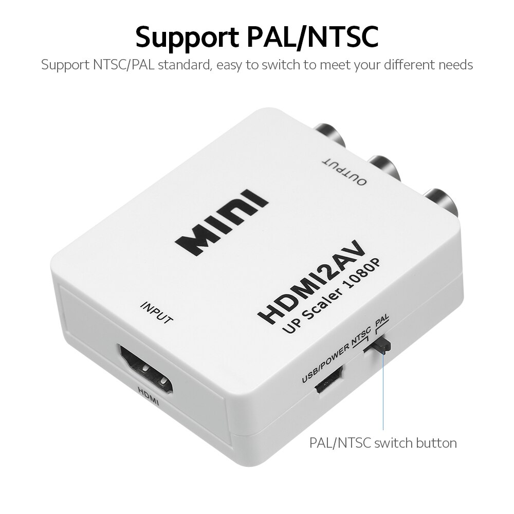HD to AV Converter Digital Signal to RCA Video Converter 1080P Resolution Support NTSC/PAL Standard Wide Compatibility converter