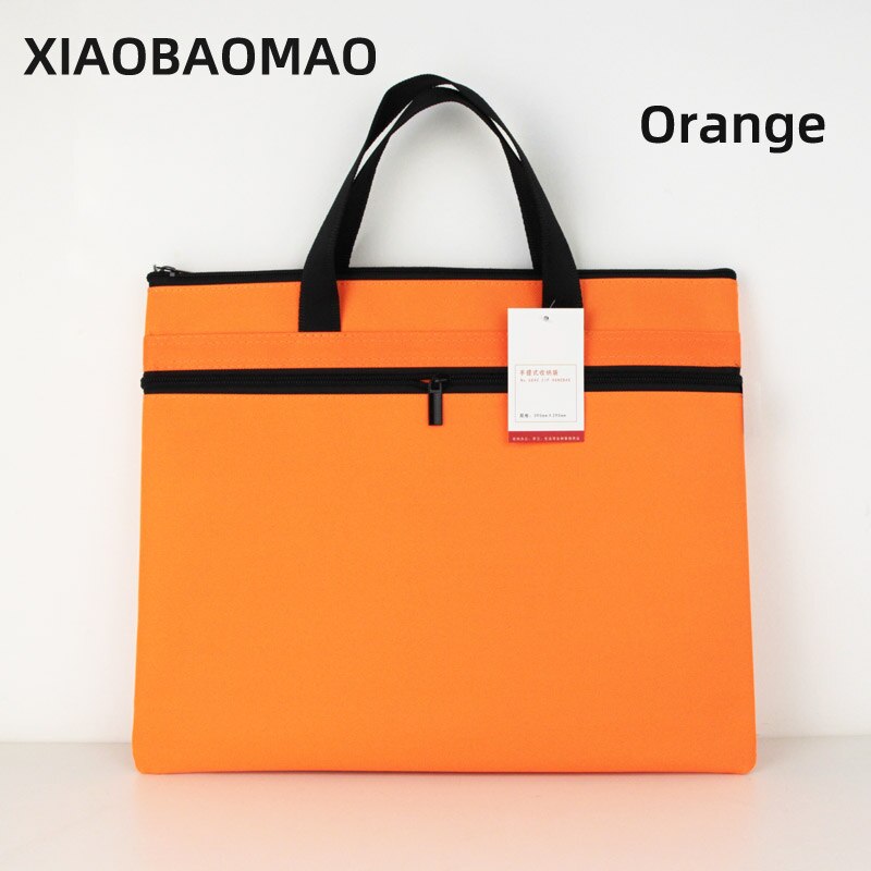 Folder Document Bag Man Laptop Handbags Portable File Bag Business Briefcase Organizer Notebook Handbags Solid Color: Orange