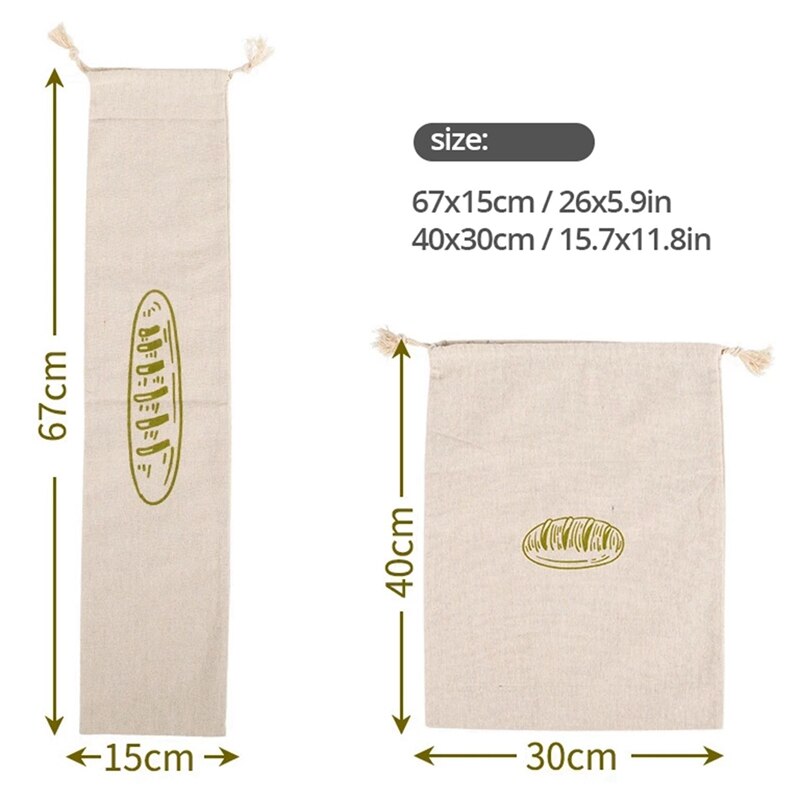 Bolsas de lino para pan, bolso reutilizable con cordón para pan artesanal casero, bolsa de almacenamiento de pan de lino