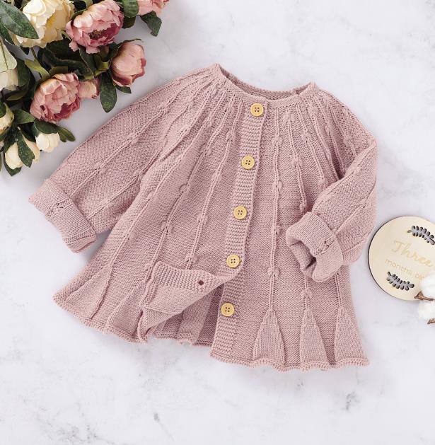 Winter Baby Meisje Gebreid Vest Eenvoudige Effen Kleur Lange Mouw Losse Versie Kleding Baby Warm Truien 0-24M: Roze / 3M