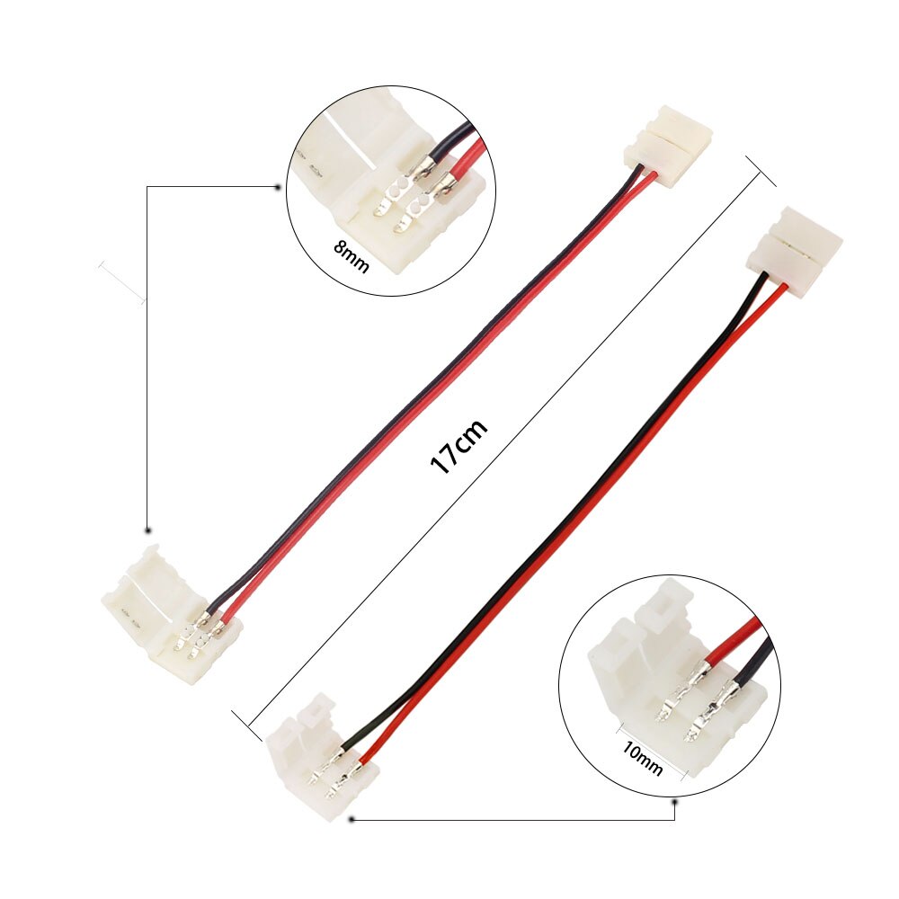 5 stks Gratis solderen 2PIN LED strip Connector 8mm 10mm voor enkele kleur LED strip 5050 5630 5730 2PIN LED Connector DC Connector