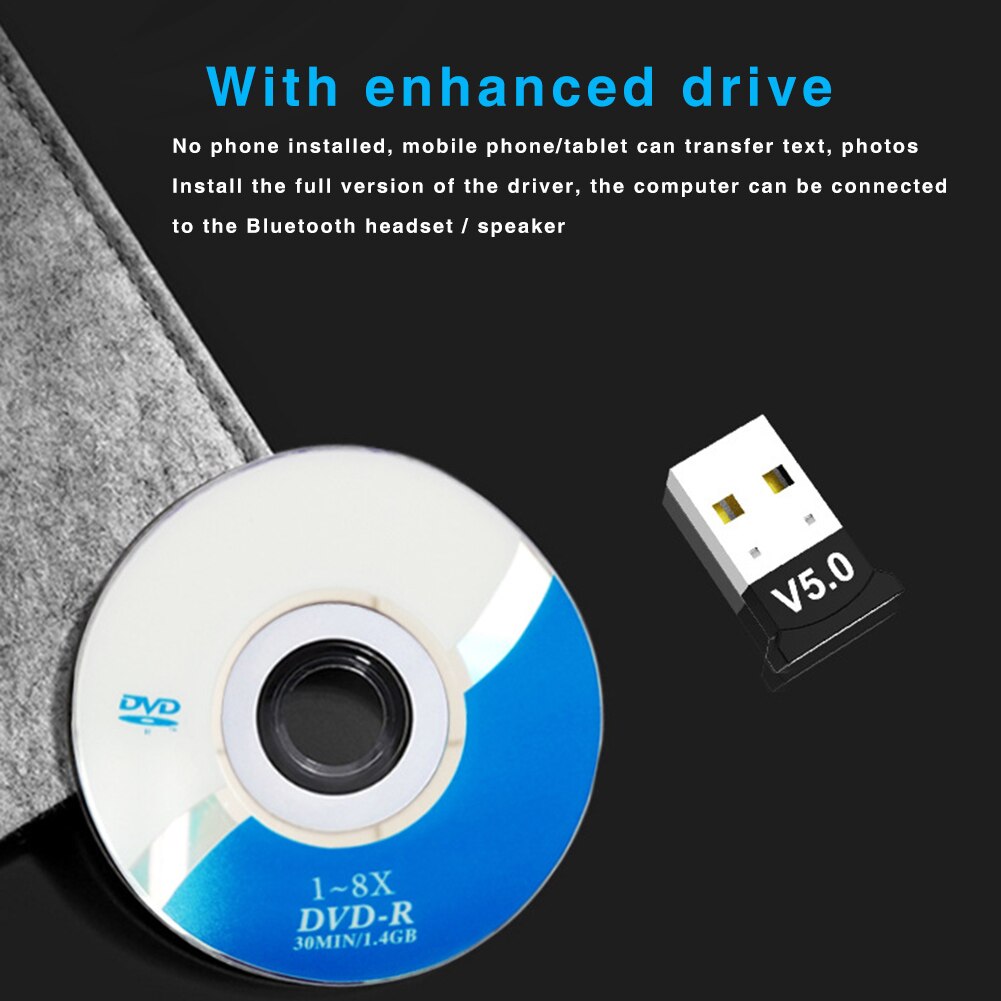 Bluetooth Adapter 5.0 USB Desktop Computer Drive Bluetooth Audio Receiver Dongle Music Audio Receiver Transmitter Windows Car