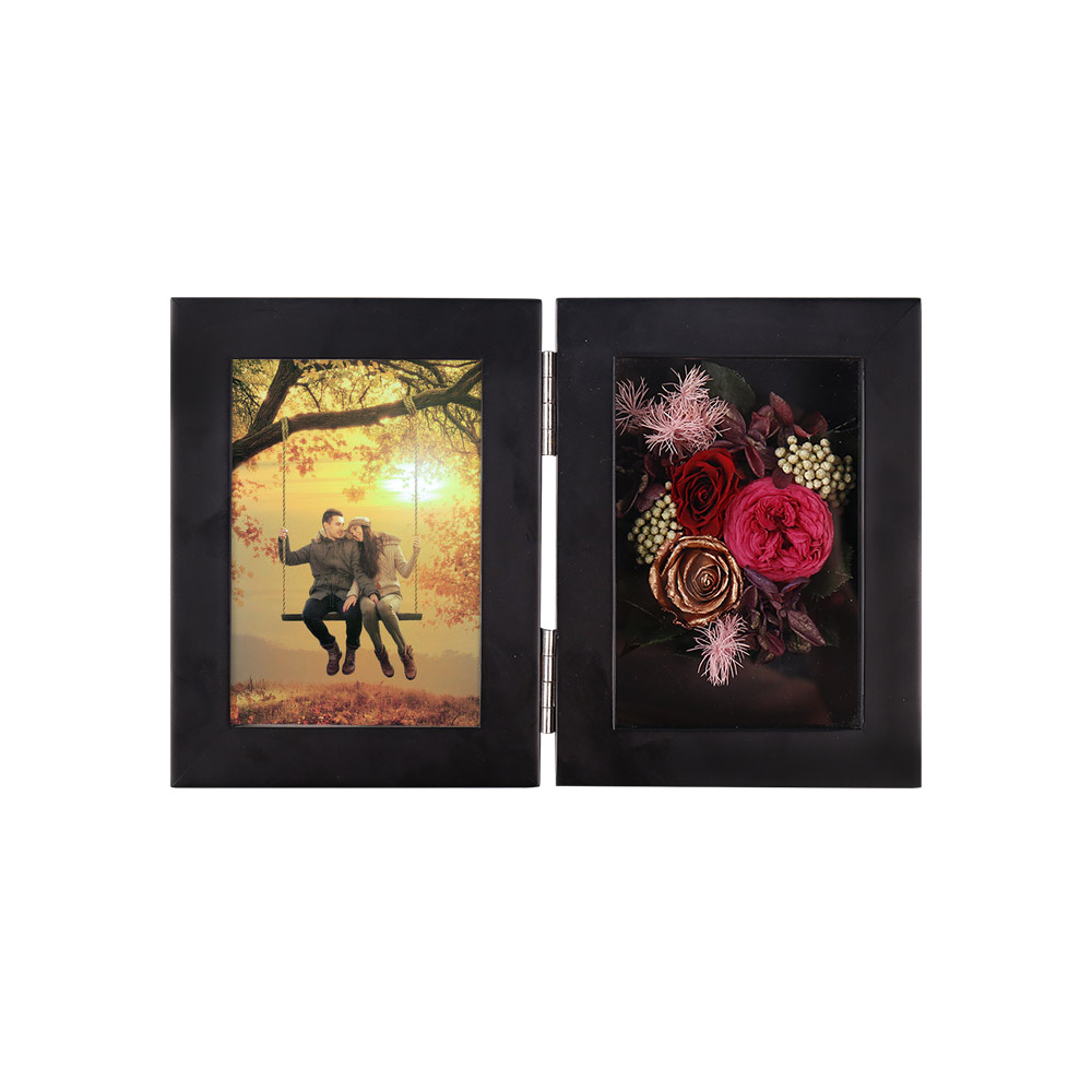 Immortal Flower Photo Frame Rose Picture Frame Never Withered Roses and Eternal Flower Wooden Photo Frame with Forever Flower fo: Black