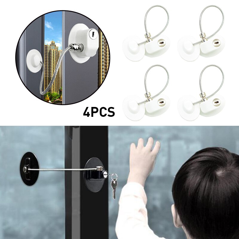 1 pc porta da janela restrictor segurança do bebê bloqueio de cabo de segurança catch fio porta de aço inoxidável limite bloqueio proteção crianças