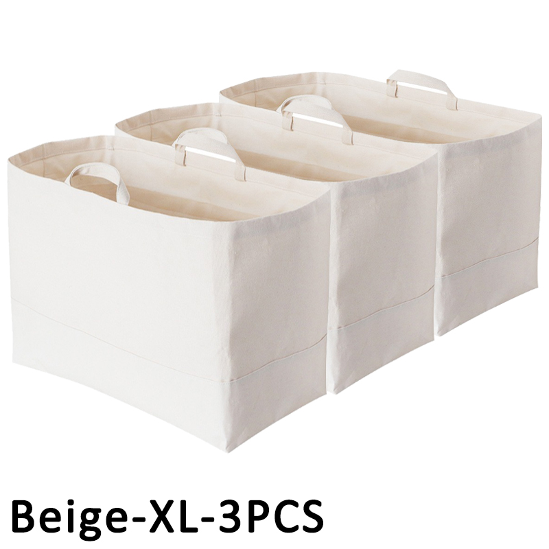 1/3/5PCS Foldable Sundry Storage Basket Canvas Clothes Storage Basket Large Portable Toy Storage Basket White Handheld Organizer: Brown