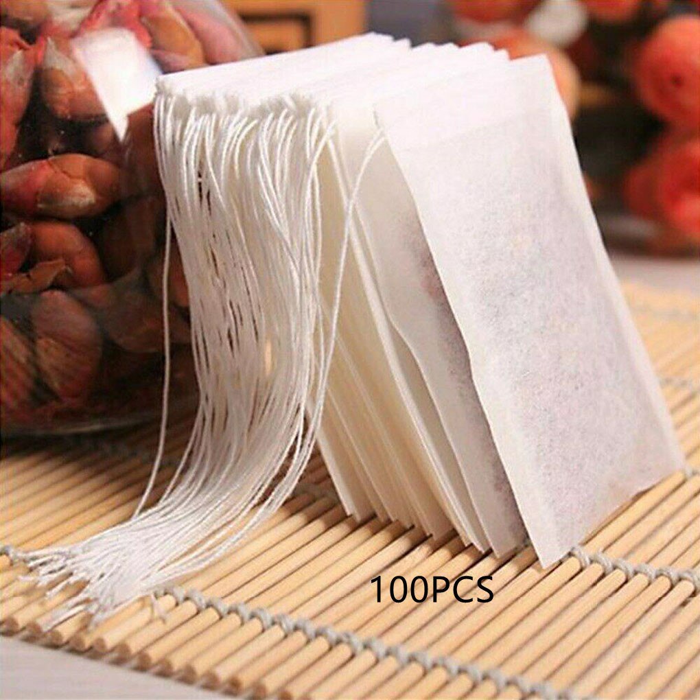 10PC/100PC Packages Disposable Filter Tea Bag Tea Bags With Infusion Wire Wired Food Grade Non-woven Fabric Spice Filters Teabag: 100 Pcs