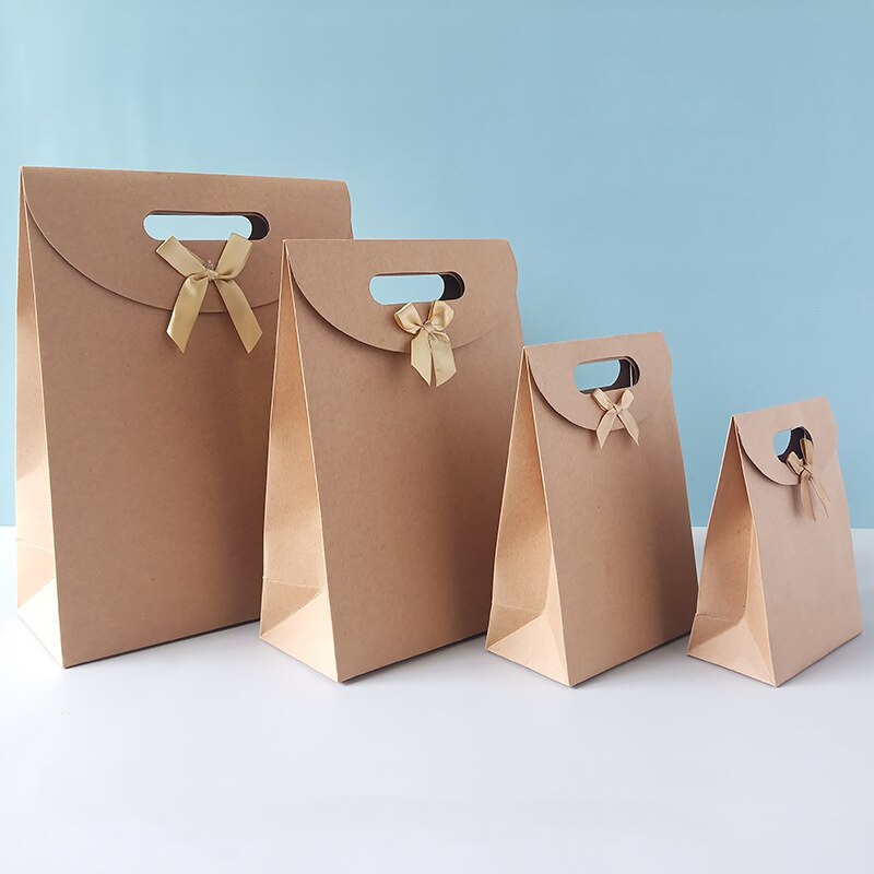 5/10Pcs Kraft Papieren Zakken Met Transparant Venster Voor Bruiloft Verjaardag Home Party Pakket Snoep Bakken Takeaway zak Geschenkdoos: B(without window)10 / 19x9.0x27cm