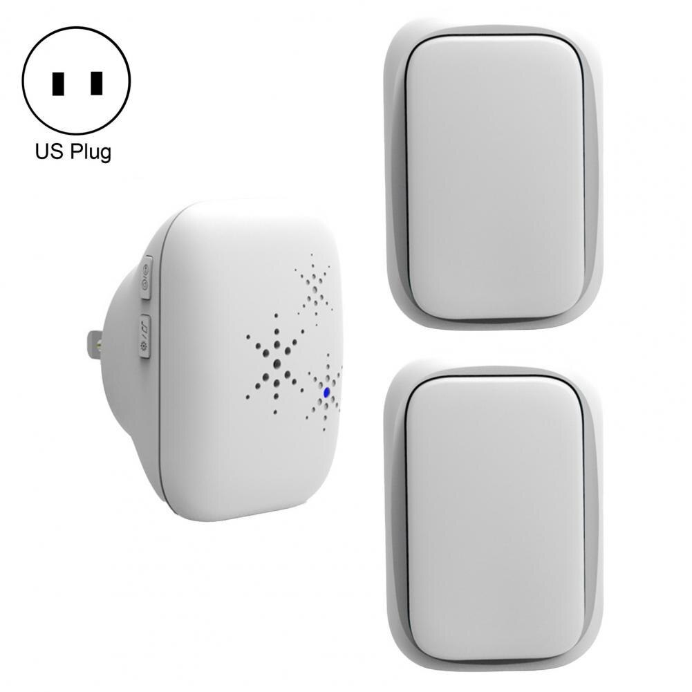 1 Set Wireless Door Bell Volume Adjustable Self-powered Waterproof Long Distance Remote Control Smart Doorbell Kit 초인종: White US Plug