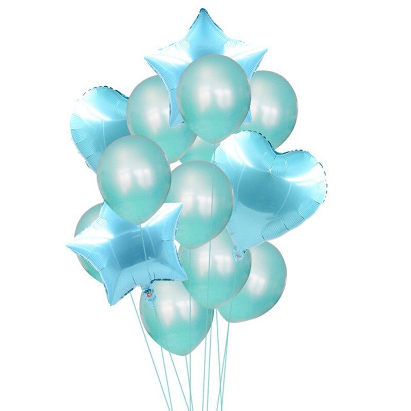 Rose guld aluminiumsfolie stjerne hjertefolie ballon fødselsdagsfest becoration baby shower suppies latex ballon sæt: Blå