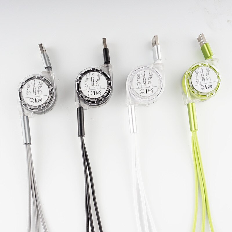 3 w 1 Multi USB chowany kabel ładowarki dla iPhone USB typ C android mikro linia