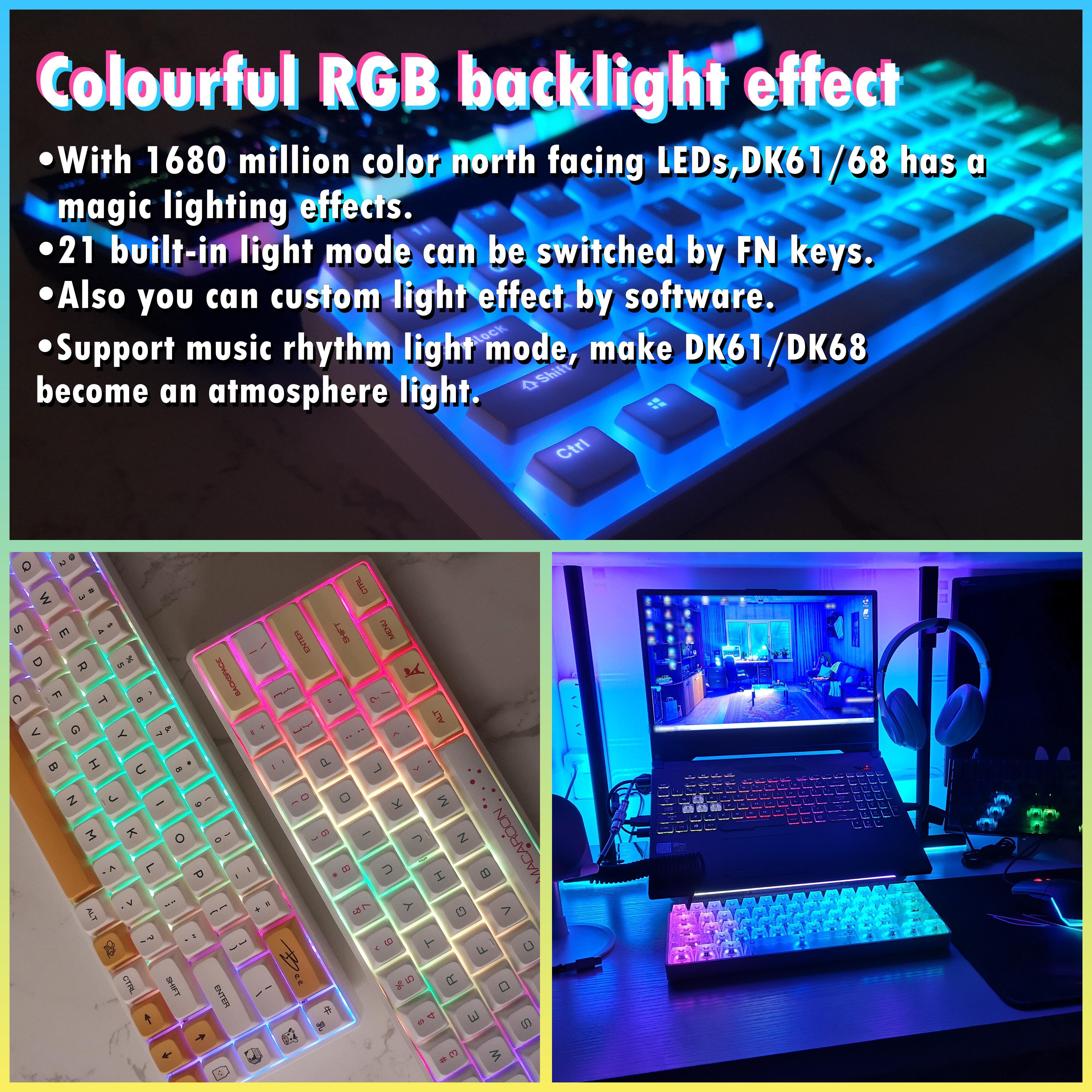 Dk61/dk68 3mode Wireless 3/5pin -swap Rgb Mechanical Keyboard Diy Kit 68 Keys 61keys Bluetooth5.0 2.4G Mechanical Keyboards