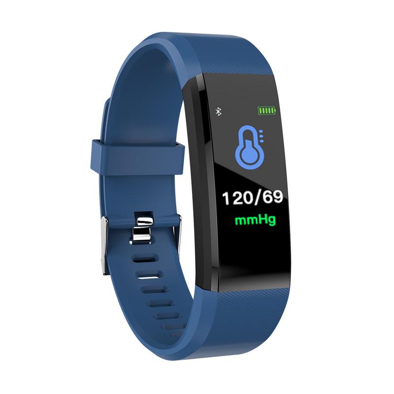 Waterdicht Stappenteller Slimme Bloeddrukmeter Hartslag Fitness Tracker Stappenteller Lopen Stappenteller Polshorloge 115Plus: Blauw