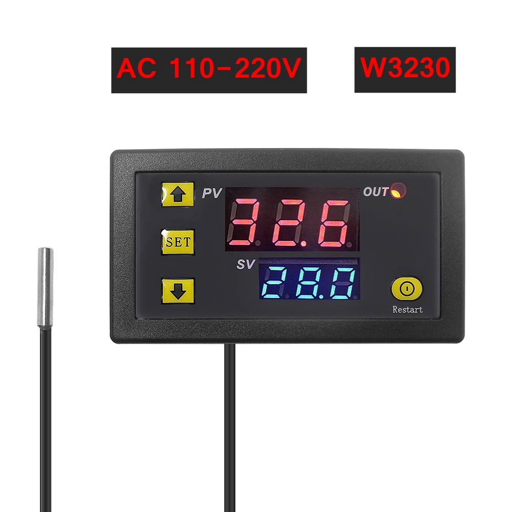 Digital Thermostat Regulator 10A Relay Temperature Controller LED Display Heating Cooling Control Switch Thermostat Instruments: W3230 AC 110-220V