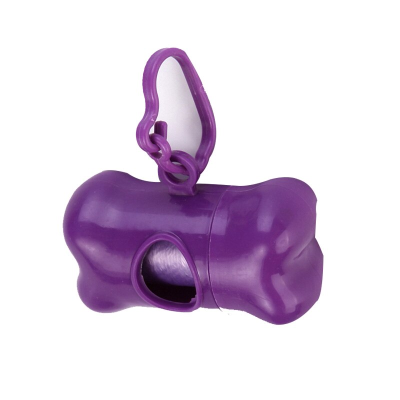KOMMILIEF Plastic Dog Waste Bag Dispenser Pet Waste Poop Bag For Dogs Pet Waste Bags Storage Container With A Roll Garbage Bag: Purple