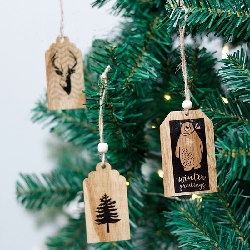 Decoraciones de Navidad troncos creativos pintados hombre viejo muñeco de nieve adornos de madera árbol de Navidad Ángel colgante ornamentos
