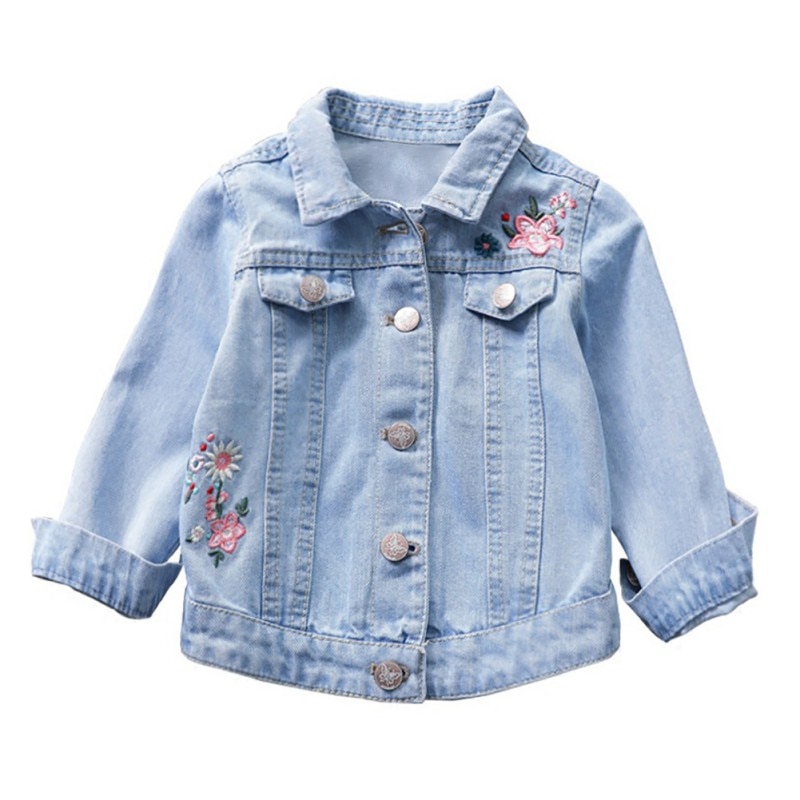 Girl denim jacket coat Flower embroidery Children's Spring Autumn coat kids jacket baby coat girl's baby jacket
