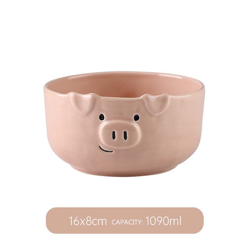 Cartoon Tableware Set Ceramic Japanese Cartoon Breakfast Plates And Bowls Children Dinnerware Set Pig Family Steak Flat Tray 1pc: B