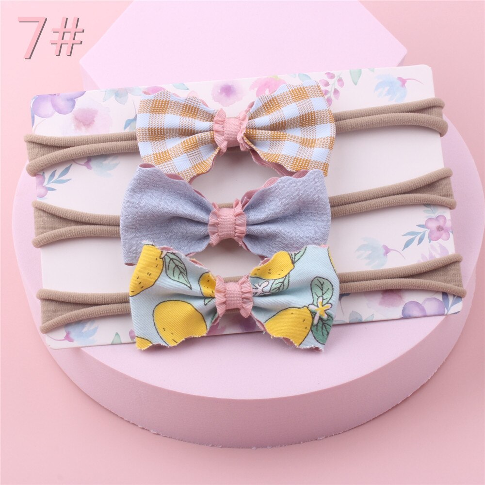 3 unids/set nuevos niños bebé niña arco elástico banda pelo bebé de un año de edad venda del bebé diadema para foto: 7