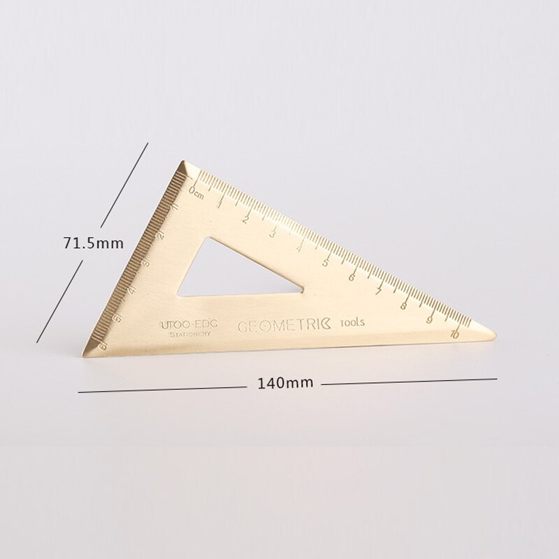 Vintage Brass Triangular Ruler Retro Protractor Drawing Ruler Travelers Notebook Planner Accessories Office and School Supplies: Triangular
