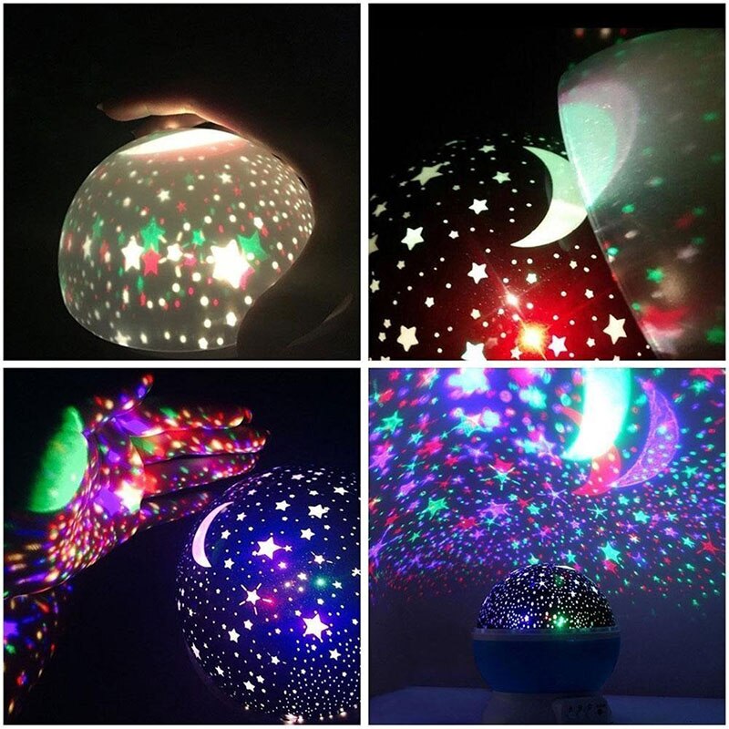 Starry Rotating LED Floodlight for Bedroom Baby Table Lamp Decorative Nursery Moon Galaxy Light Fixture,Child Birthday