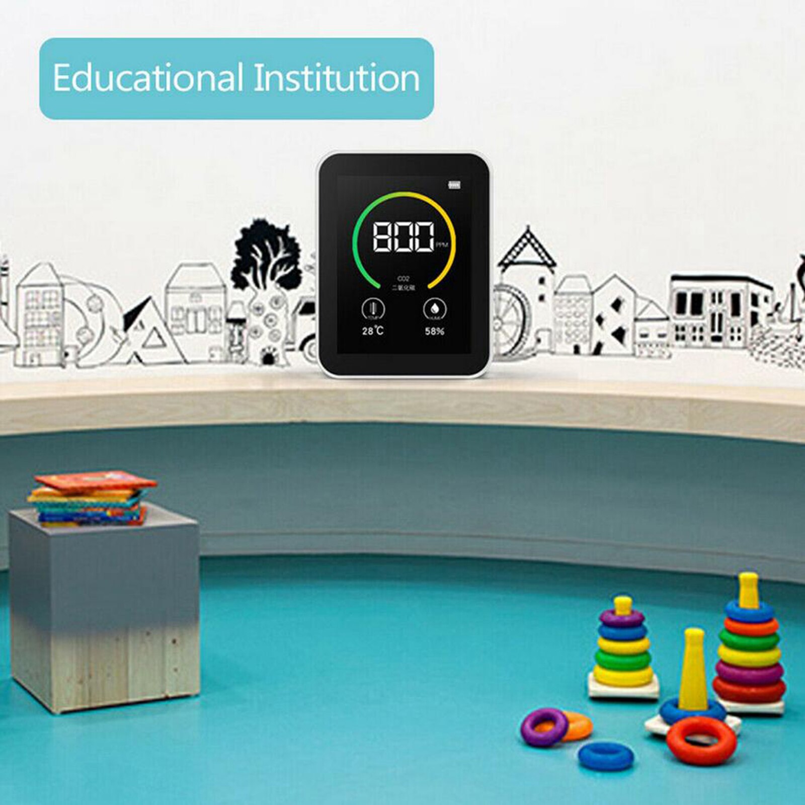 Led CO2 Detector Lucht Kooldioxide Sensor Monitor Meter: Black