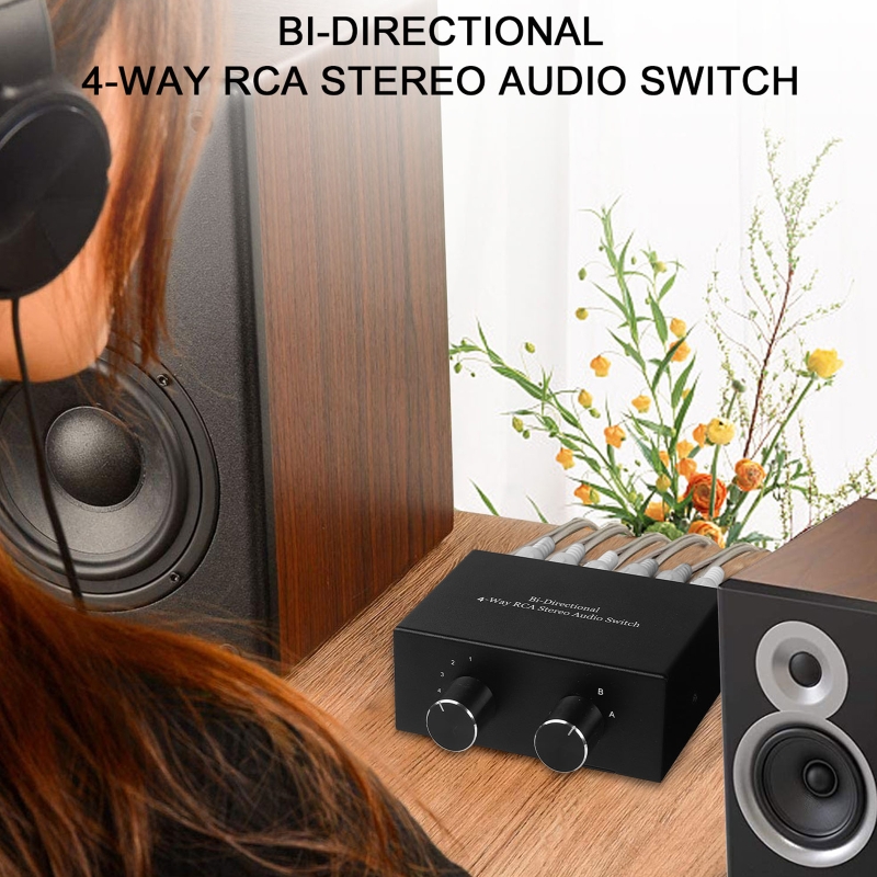 4-weg RCA Stereo Schakelaar Bidirectioneel 4 In 2 Uit/2 In 4 Uit R/L Switcher Dropsale