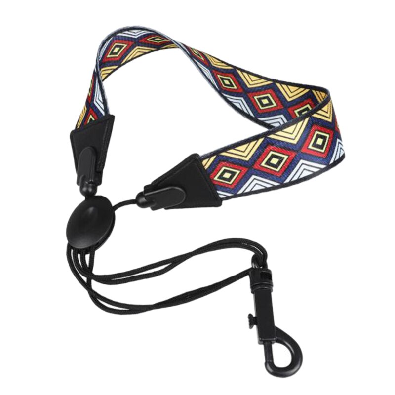 Saxofoon nekband met karabijnhaak saxofoon harnas voor alt / tenor / sopraansax: Zwart