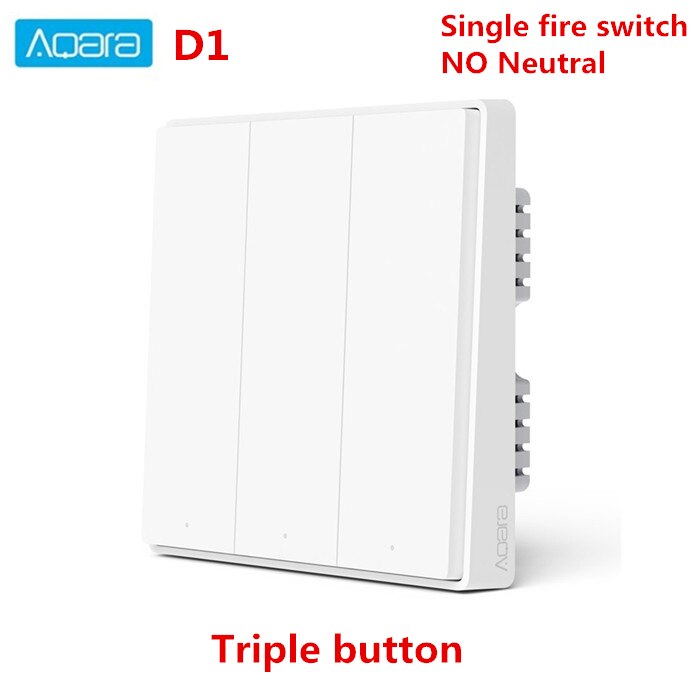 Xiaomi-Interruptor de pared inteligente Aqara D1 Zigbee, interruptor de luz con tecla de Control remoto inalámbrico, cable de fuego neutro, botón Triple para casa inteligente: No Neutral 3key