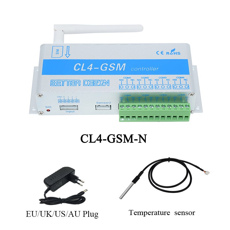 Wireless GSM SMS Remote Schalter Controller Modul CL4-GSM 4 Weg Relais Ausgang Für AUF/OFF High-power AC motor elektrische lock: CL4-GSM-N-3