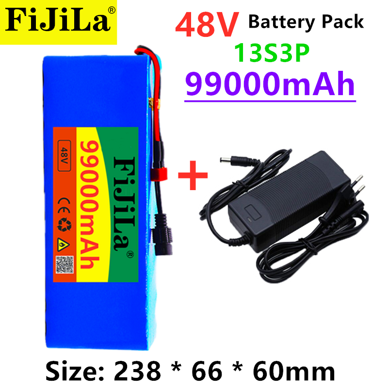 48v akumulator litowo-jonowy 48v 99ach 1000w 13S 3P akumulator litowo-jonowy Pakiet dla 54.6v E-wioślarz elektryczny skuter z BMS + ładowarka