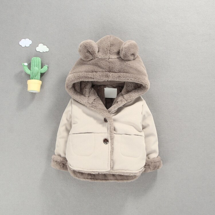 Jy Jongens Plus Fluwelen Gewatteerde Jas Herfst Winter Meisjes Effen Kleur Hooded Jas 2 Kleuren Tz03