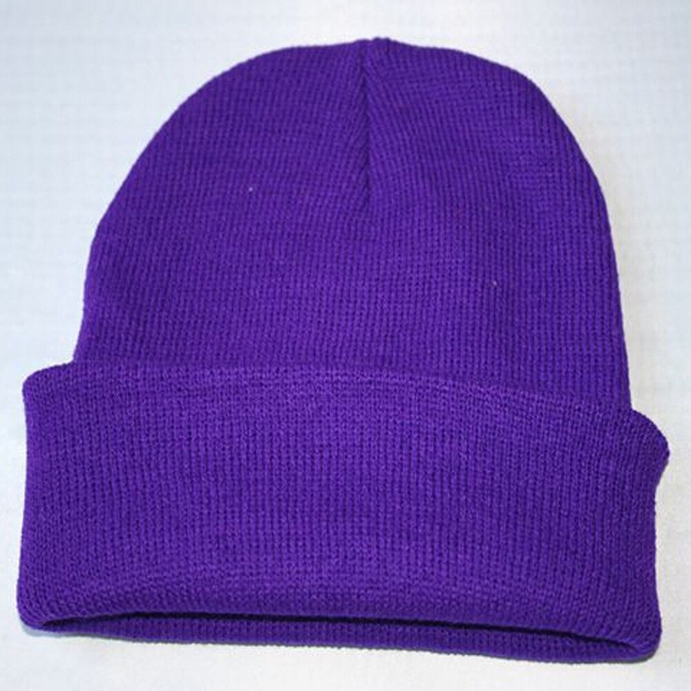 Gebreide Hoeden Voor Vrouwen Gildkruid Mannen Beanie Hat Winter Effen Brimless Baggy Meloen Cap Manchet Docker Visser Mutsen Hoeden Voor mannen: Purple 