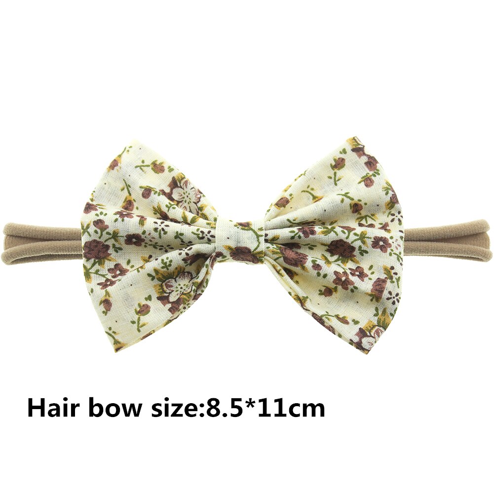 Bomullsrosett pannband flickor pricktryckt knut slips khaki nylon hårband barnfest håraccessoarer huvudinpackning