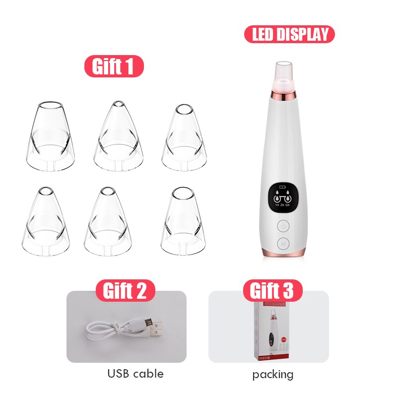 Microdermabrasion Blackhead Remover Vacuum Suction Face Pimple Acne Comedone Extractor Facial Pores Cleaner Skin Care Tools: Type 4 set