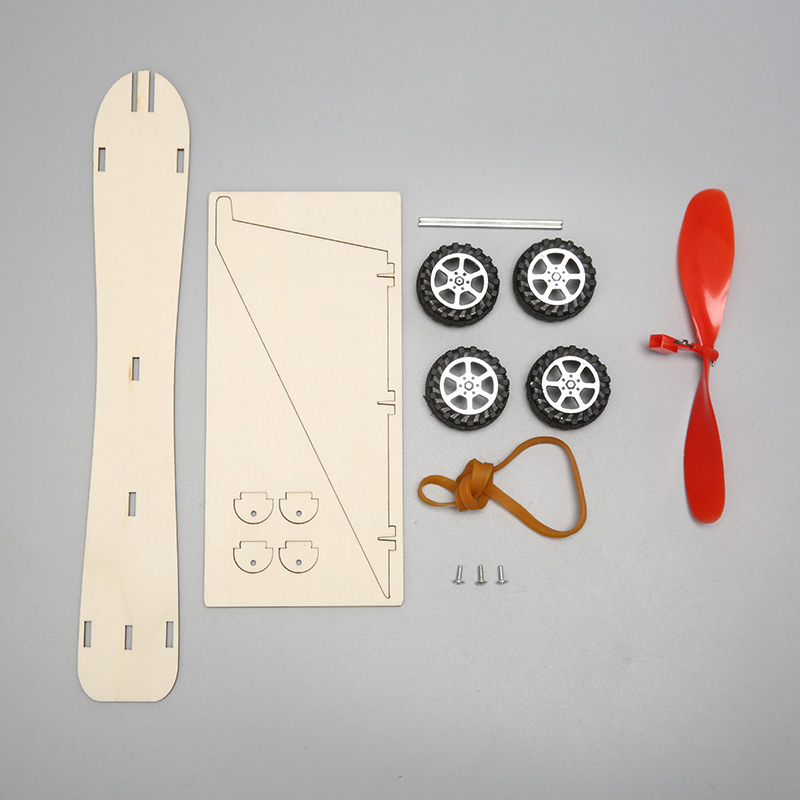 Diy bandas de goma de madera turbinas eólicas coches eléctricos juguetes científicos pequeños artesanías inventos hechos a mano montaje material didáctico