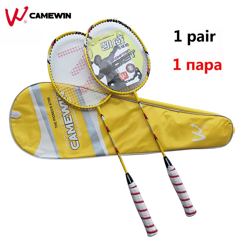 1 Pair Carbon Badminton Racquet CAMEWIN Brand Badminton Racket With Bag Yellow Black Red Grey: Default Title