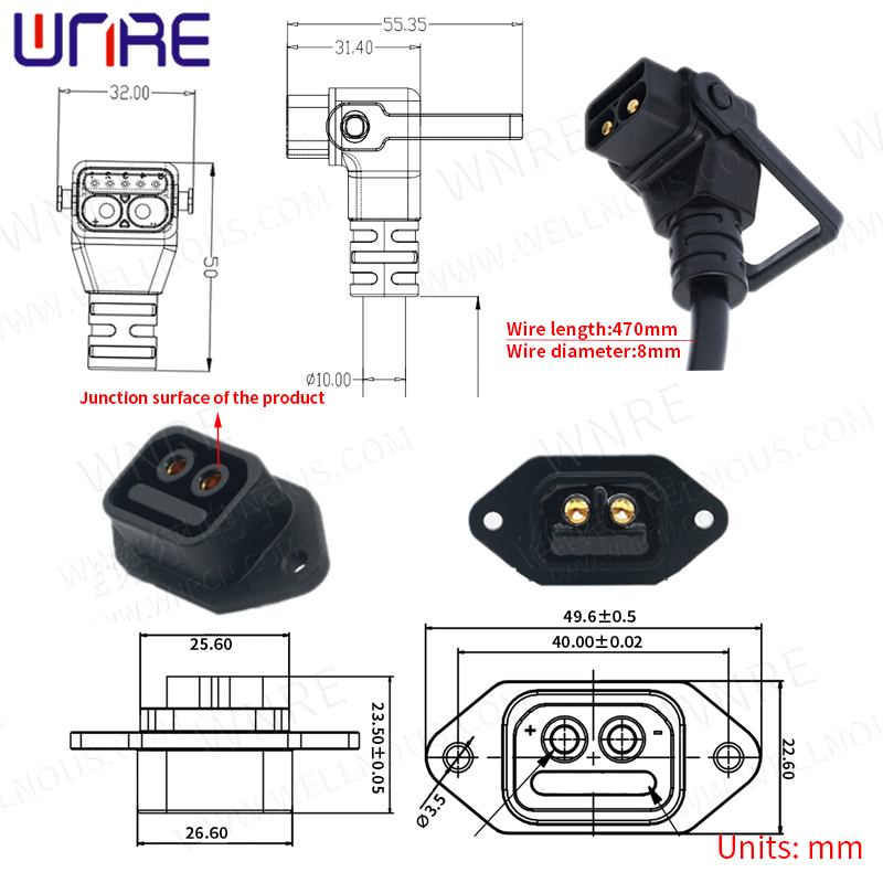 E-BIKE Battery Connector IP67 Scooter Socket Electric Bike Charging Plug Batteries Charging Waterproof Plug With Cable Wire