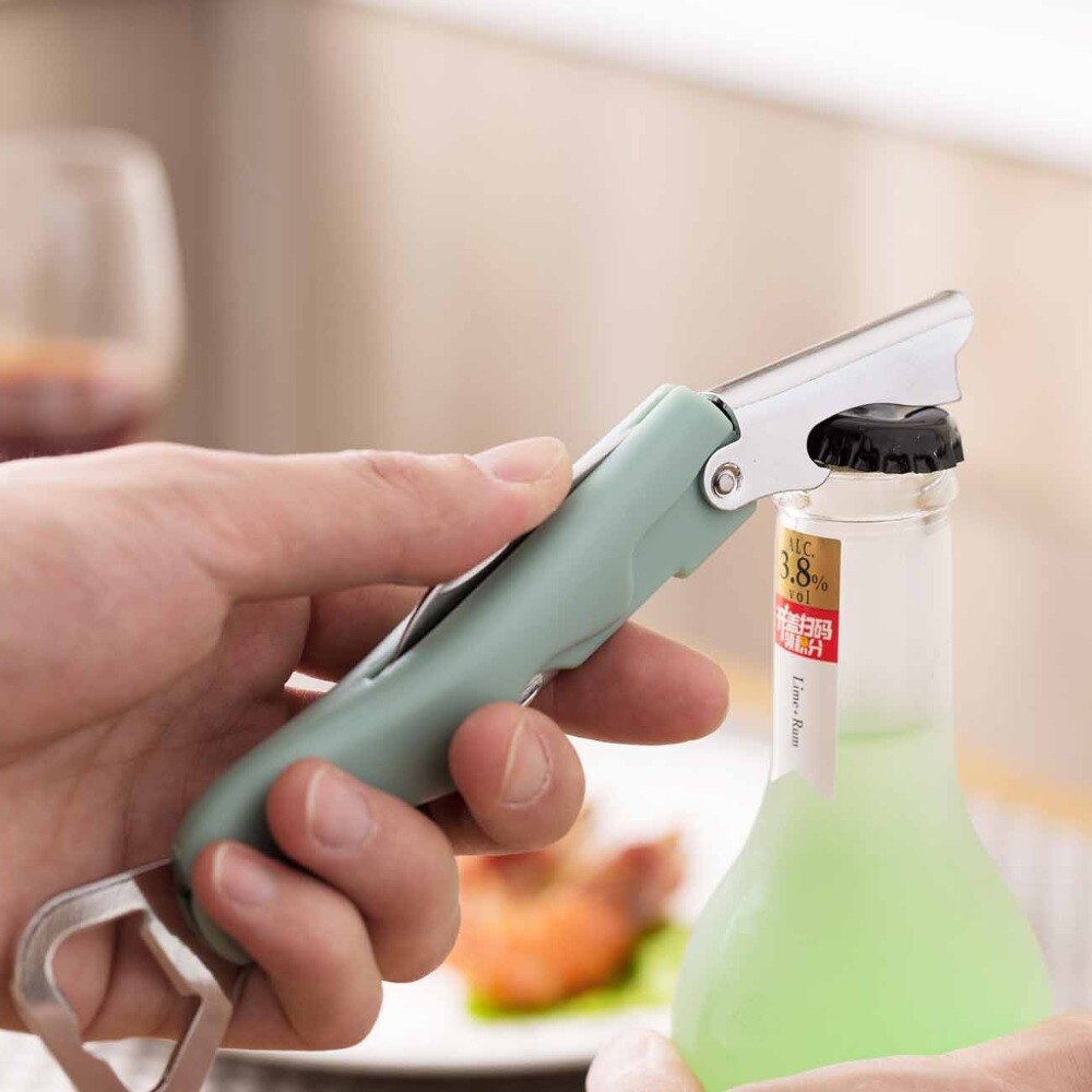 4 in 1 Flesopener Anti-slip Kan Deksel Schroef Opener Kurkentrekker voor Bier Fles Jar Opener Keuken Accessoires