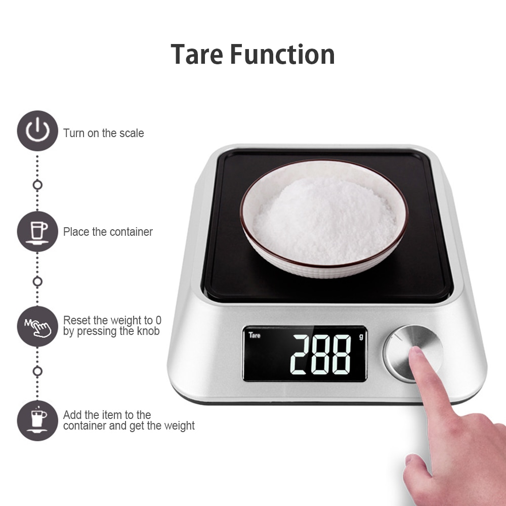 5kg/1g Food Scale with Bowl Digital Kitchen Scale LCD Backlight Electric Weighing Scale for Cooking Baking Food Weight Measuring