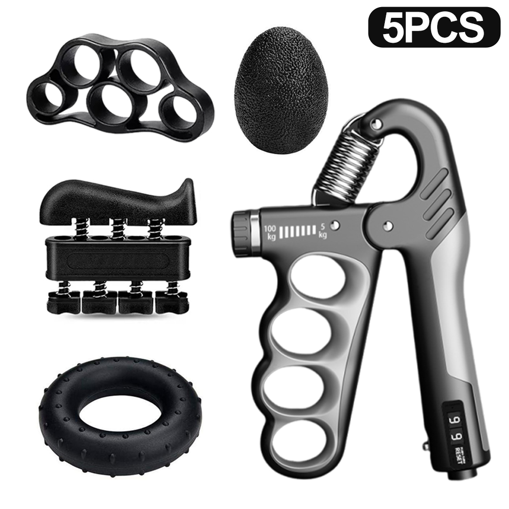 5-100Kg Adjustable Heavy Hand Gripper Fitness Hand Exerciser Grip Wrist Training Finger Gripper Hand Strengthener For Patient: GRAY